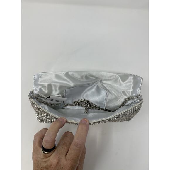 Women's Studded Clutch Purse Silver Chain Strap - Picture 8 of 12